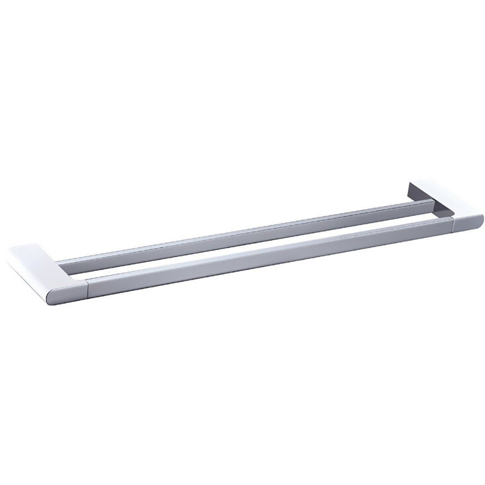 Cora Double Towel Rail 800mm Chrome & White 5302-800-CW - Bathroom Hub