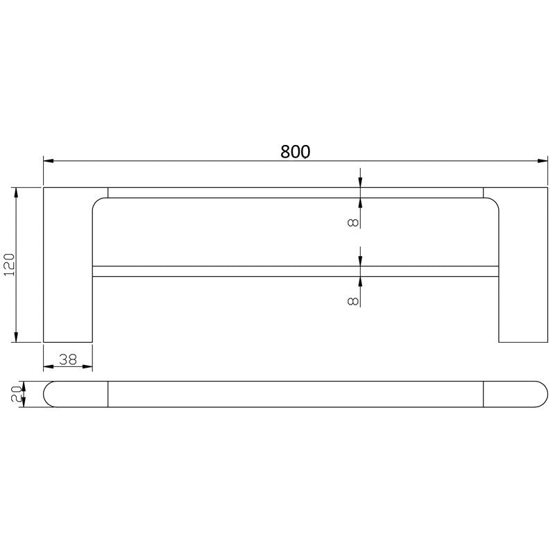 Cora Double Towel Rail 800mm Matt Black 5302-800-MB