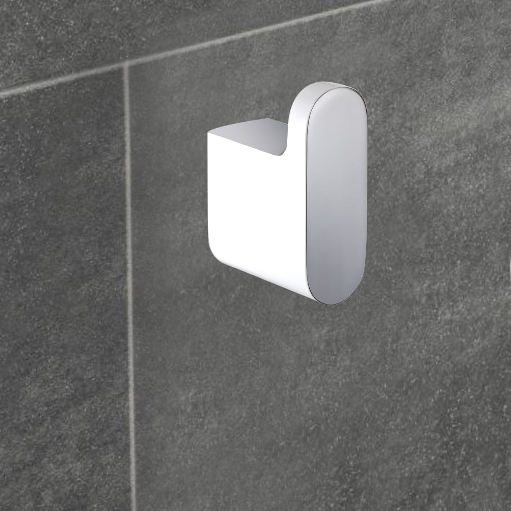 Cora Robe Hook Chrome & White 5306-CW - Bathroom Hub