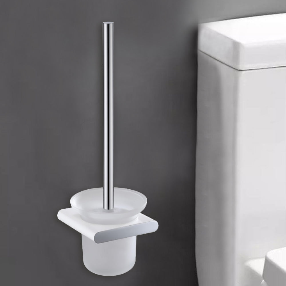 Cora Toilet Brush Holder Chrome & White 5308-CW - Bathroom Hub