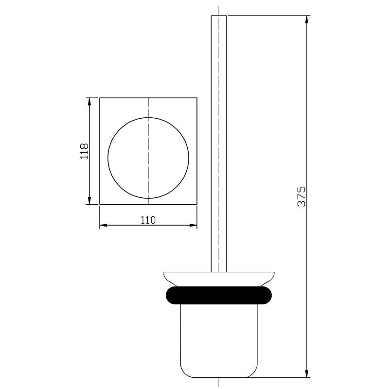 Cora Toilet Brush Holder Matt Black 5308-MB - Bathroom Hub