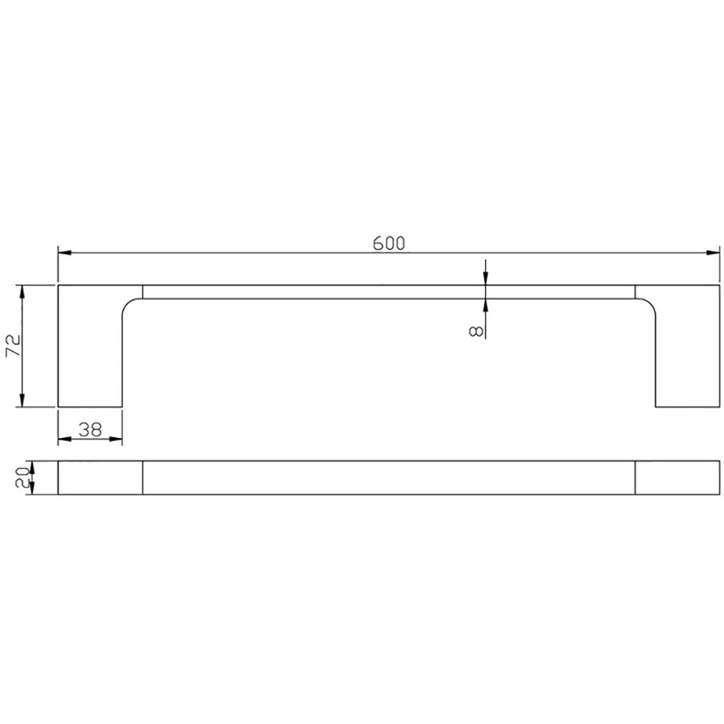 Eden Single Towel Rail 600mm Matt Black 5601-600-MB