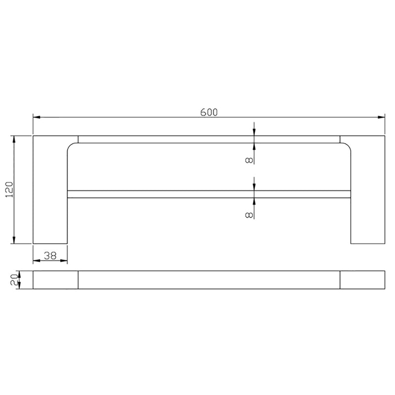 Eden Double Towel Rail 600mm Chrome & White 5602-600-CW