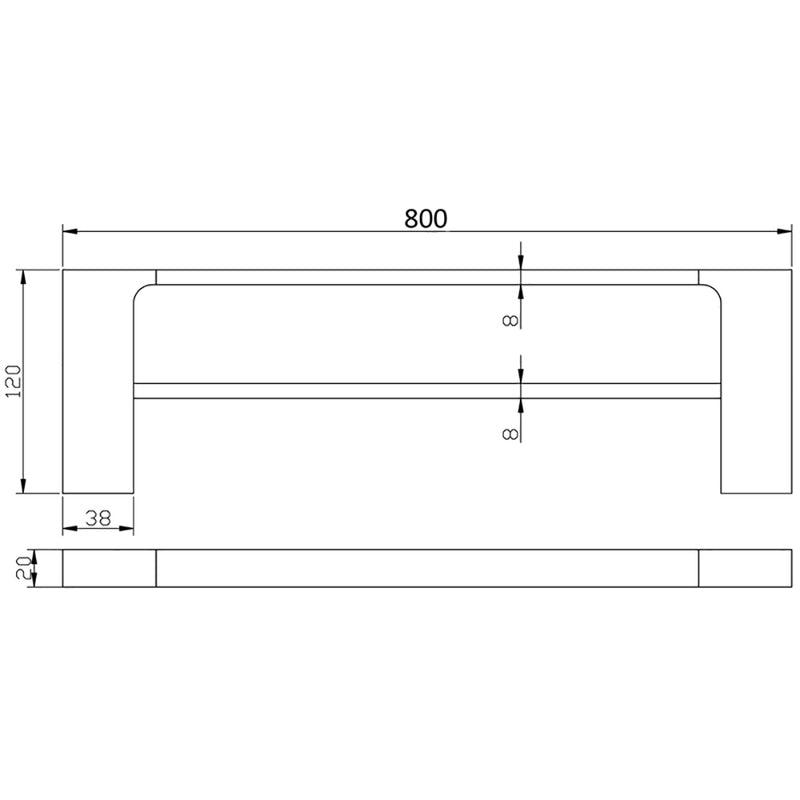 Eden Double Towel Rail 800mm Matt Black 5602-800-MB