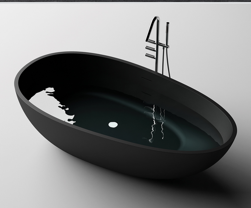 Solid Surface Cast Stone Freestanding Bath 1005 Matt Black