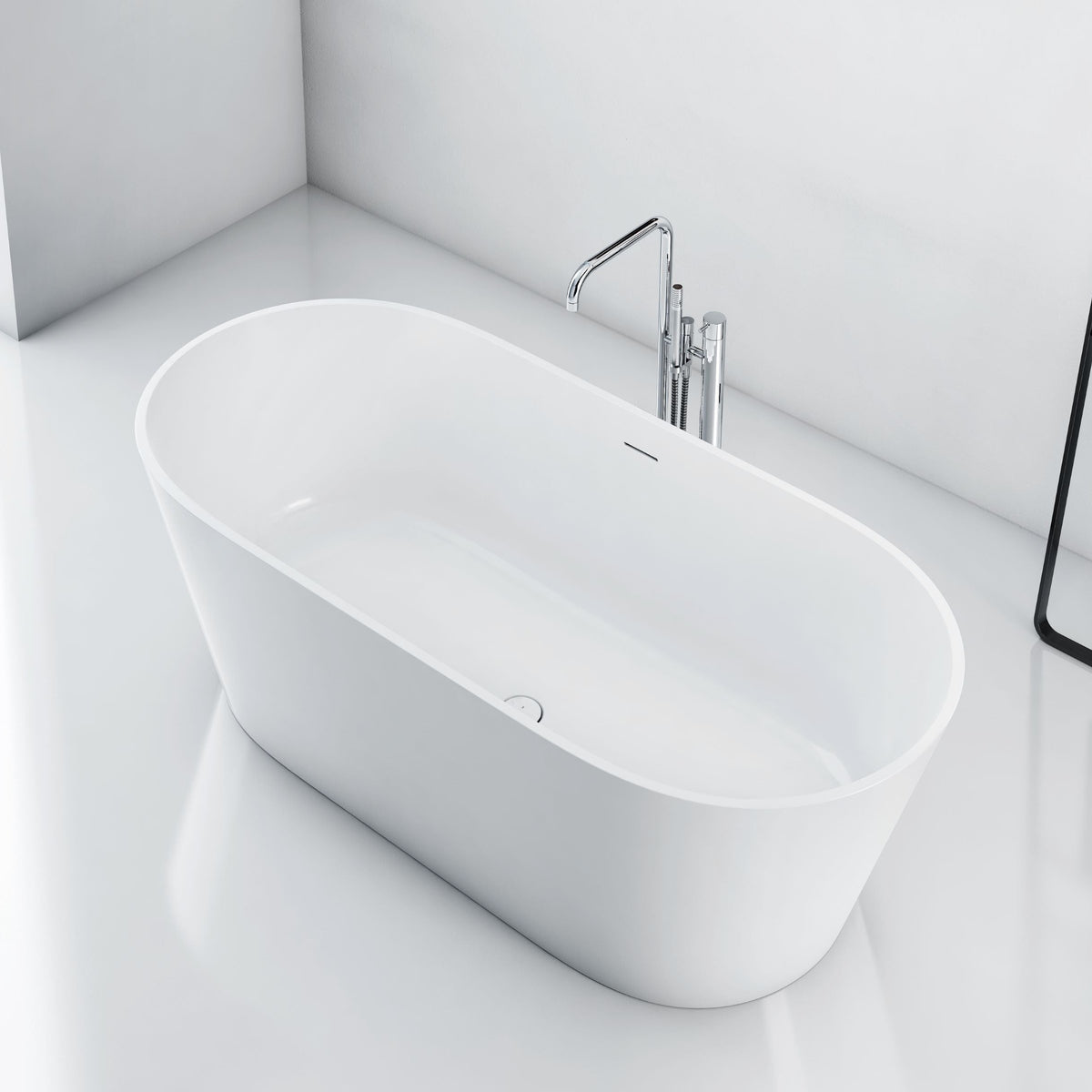 Solid Surface Cast Stone Freestanding Bath 1007 Matt White - Bathroom Hub