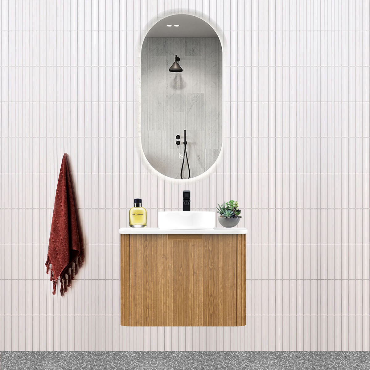 Fluted Timber Oak Designer Vanity Unit 600mm WH2216S_600_OAK