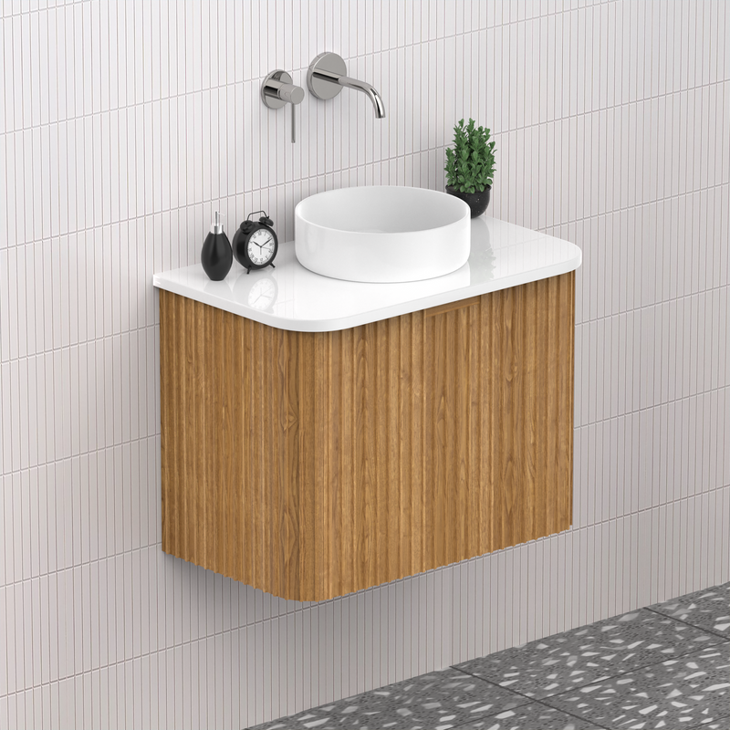 Fluted Timber Oak Designer Vanity Unit 600mm