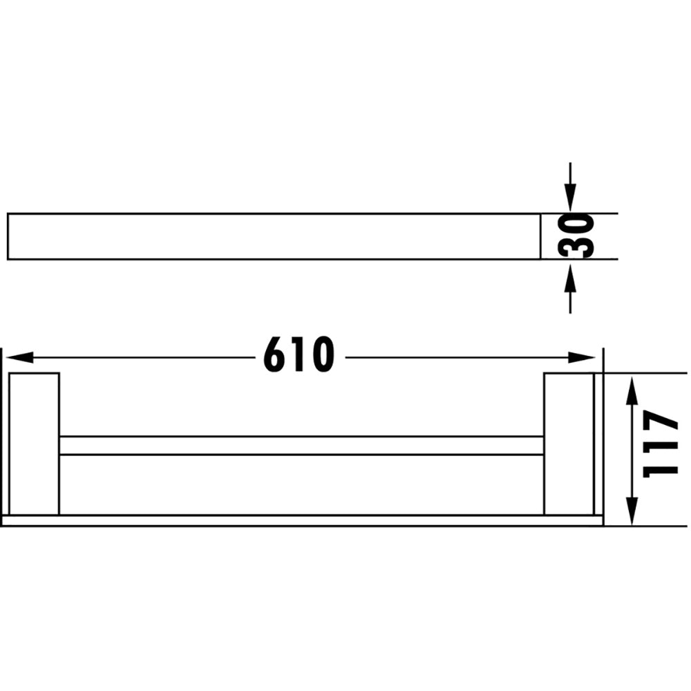 Rosa Double Towel Rail 610mm Chrome 6408D-610-CH