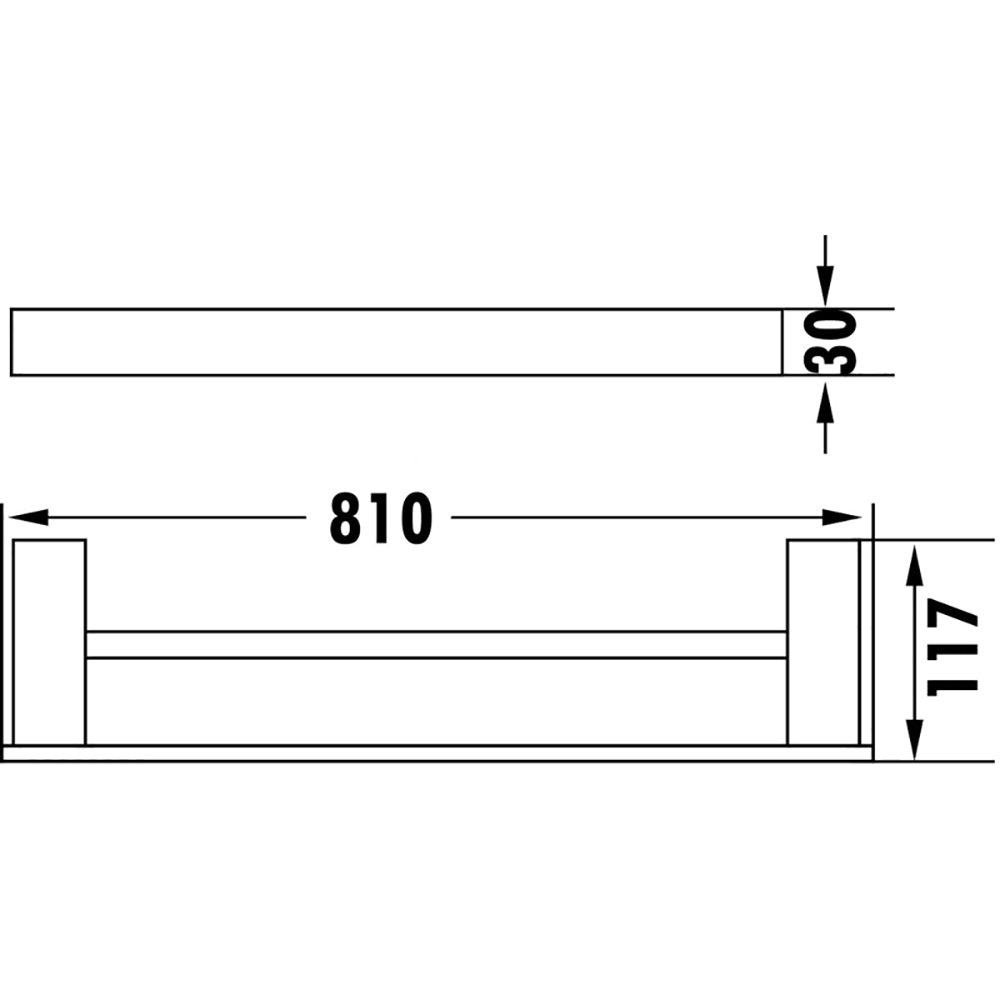 Rosa Double Towel Rail Chrome  810mm 6408D-810-CH