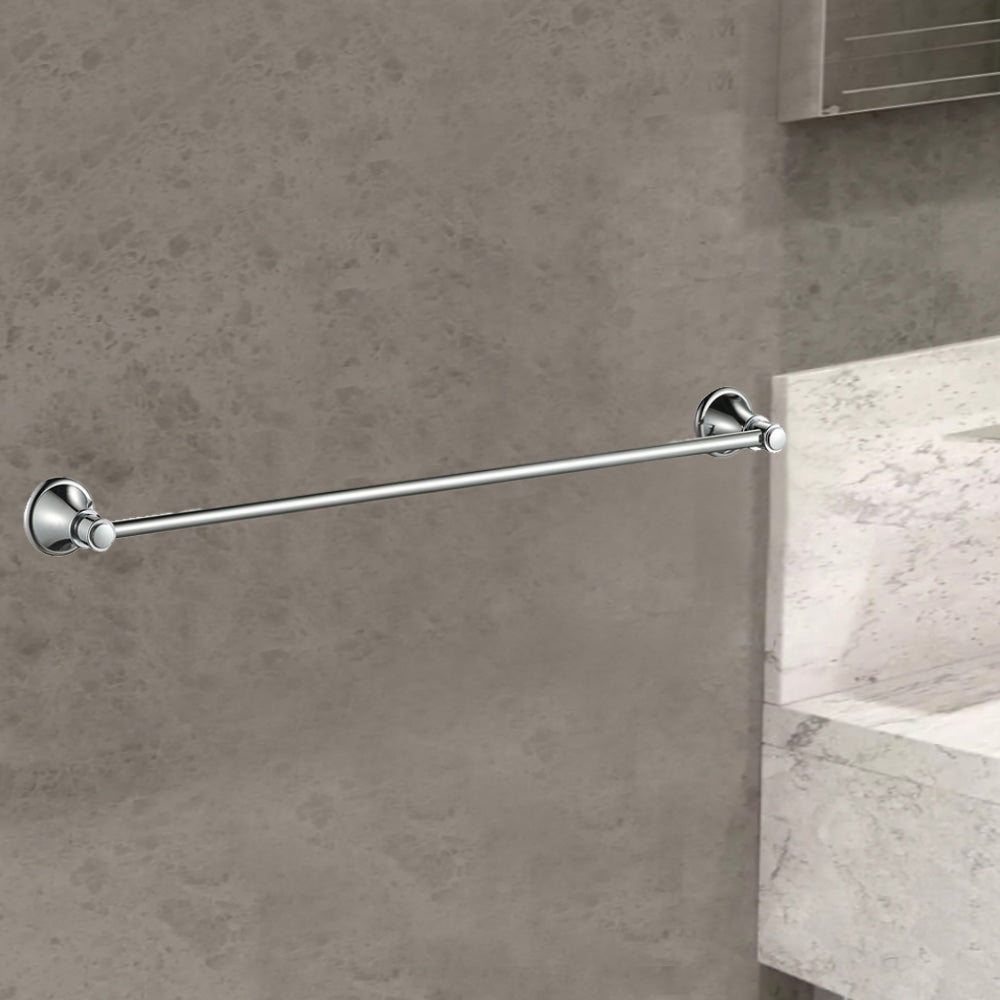 Clasico Vintage Single Towel Rail 600mm in Brushed Nickel - 66501-600BN - Bathroom Hub