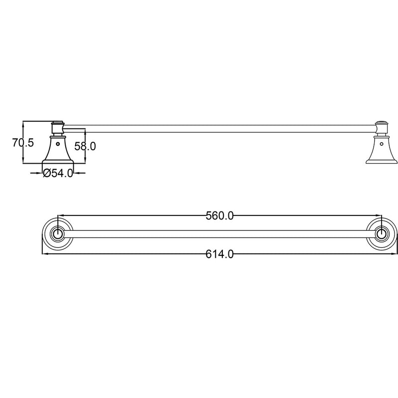 Vintage Single Towel Rail 600mm [66501-600]