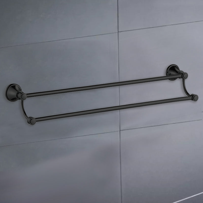 Vintage Double Towel Rail 600mm in Matt Black [66502-600MB]