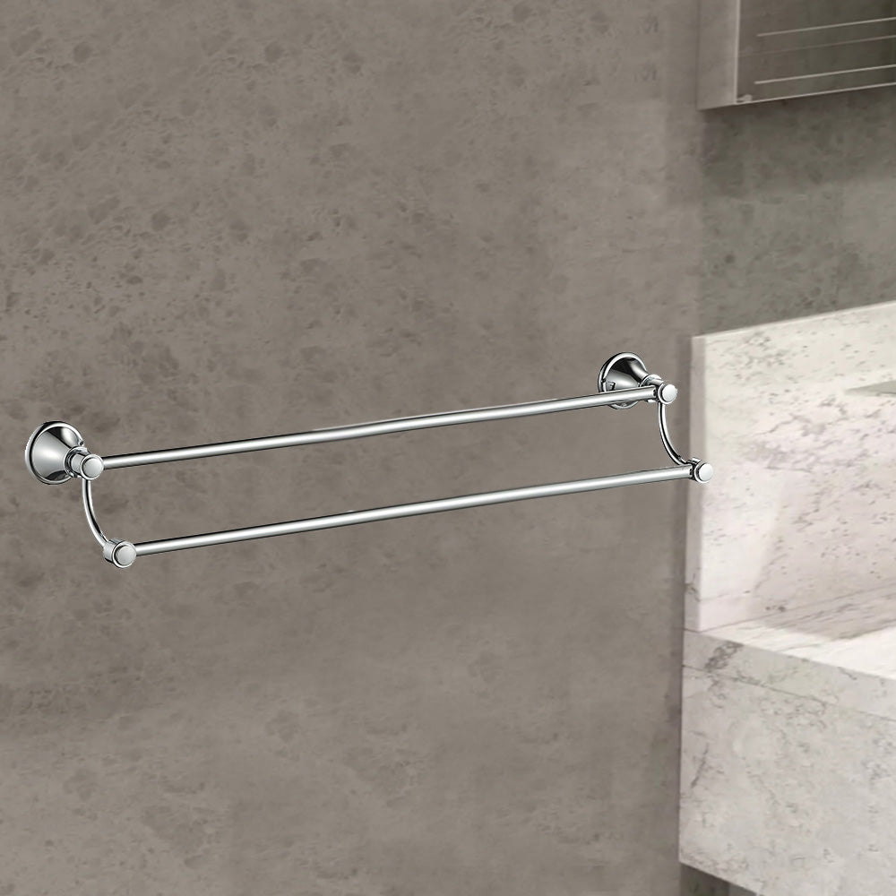 Clasico Vintage Double Towel Rail 800mm in Brushed Nickel - 66502-800BN