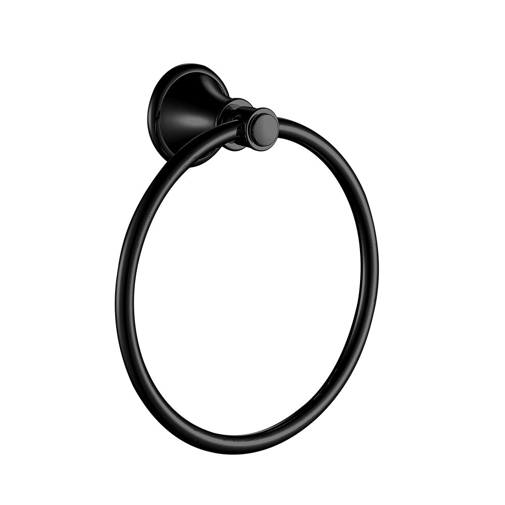 Clasico Vintage Towel Ring in Matt Black - 66503MB - Bathroom Hub