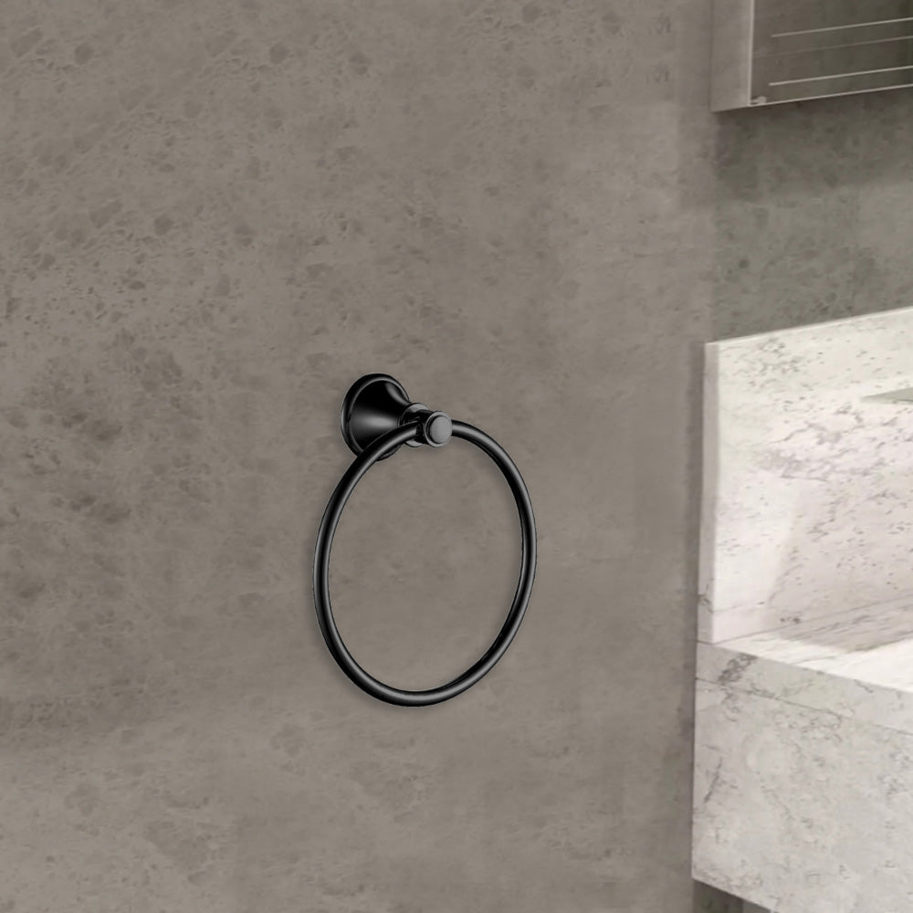Clasico Vintage Towel Ring in Matt Black - 66503MB - Bathroom Hub
