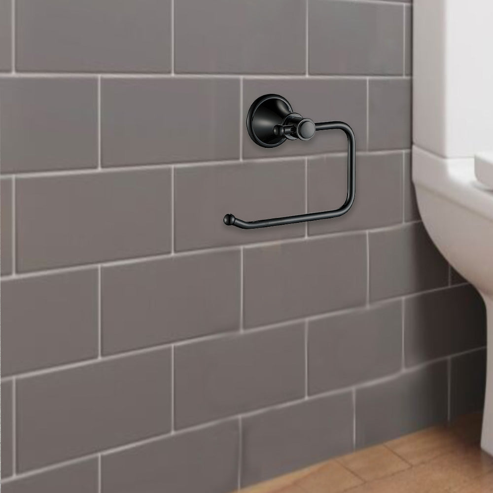 Clasico Vintage Paper Holder in Matt Black - 66504MB - Bathroom Hub