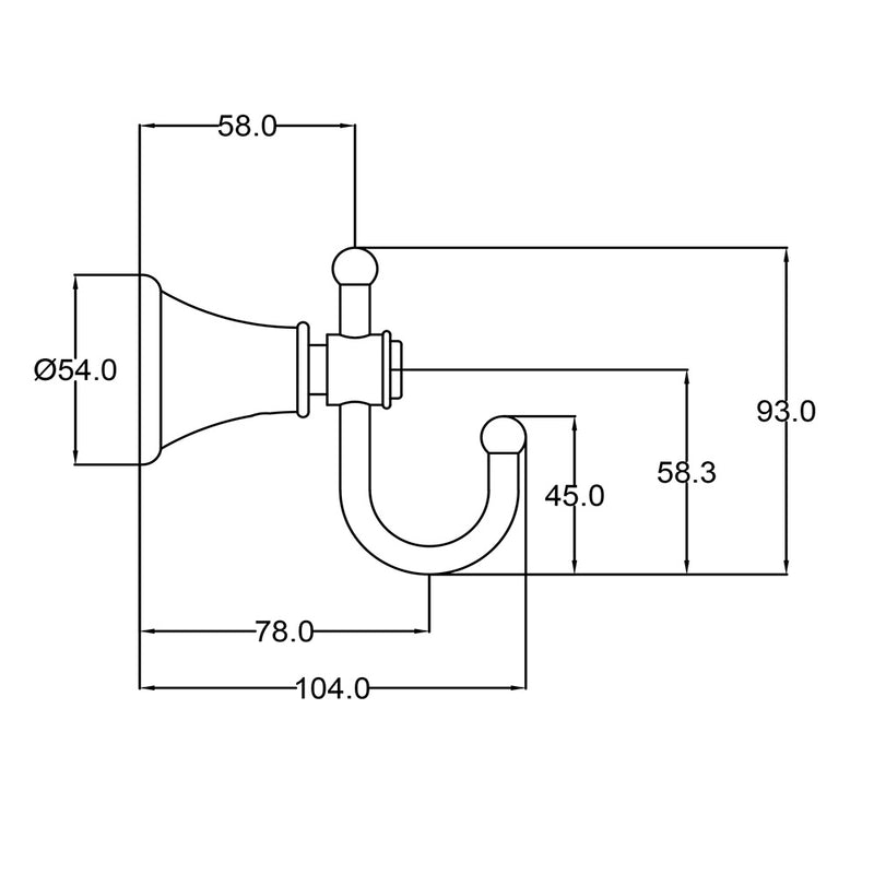 Vintage Robe Hook in Matt Black [66506MB]