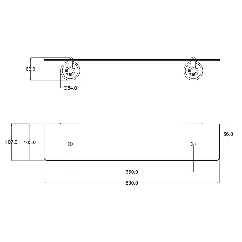 Vintage Glass Shelf in Matt Black [66509MB]