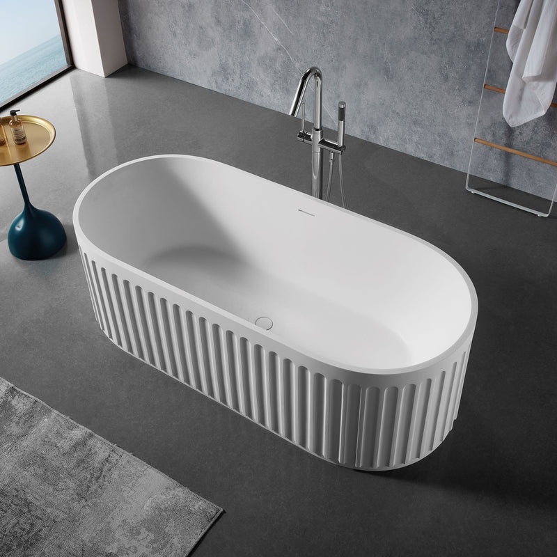 Solid Surface Cast Stone Freestanding Bath 1045 Matt White