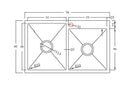 Handmade Stainless Steel Kitchen Sink Double Bowls (70m x 40cm) - HMDB7040