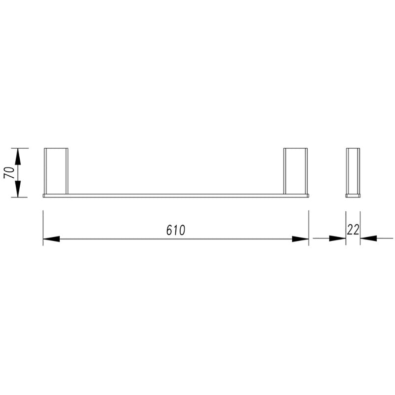 Aiko Single Towel Rail 610mm 7101-610