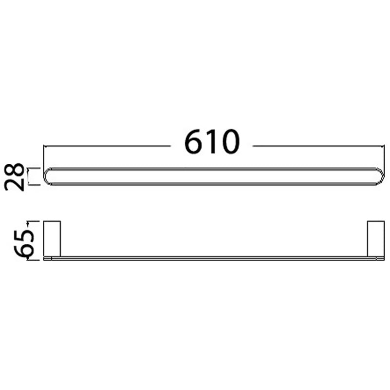 Dove Single Towel Rail 610mm 7301-610