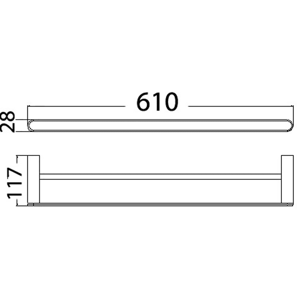 Dove Double Towel Rail 610mm Chrome 7302-610-CH