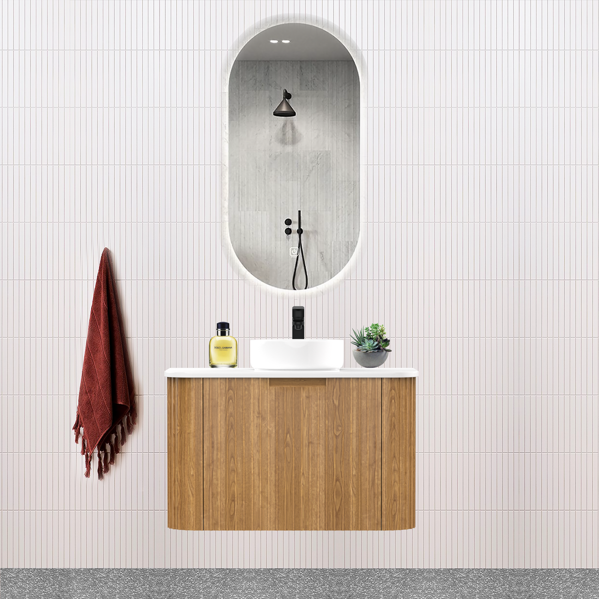 Fluted Timber Oak Designer Vanity Unit 750mm WH2216S_750_OAK