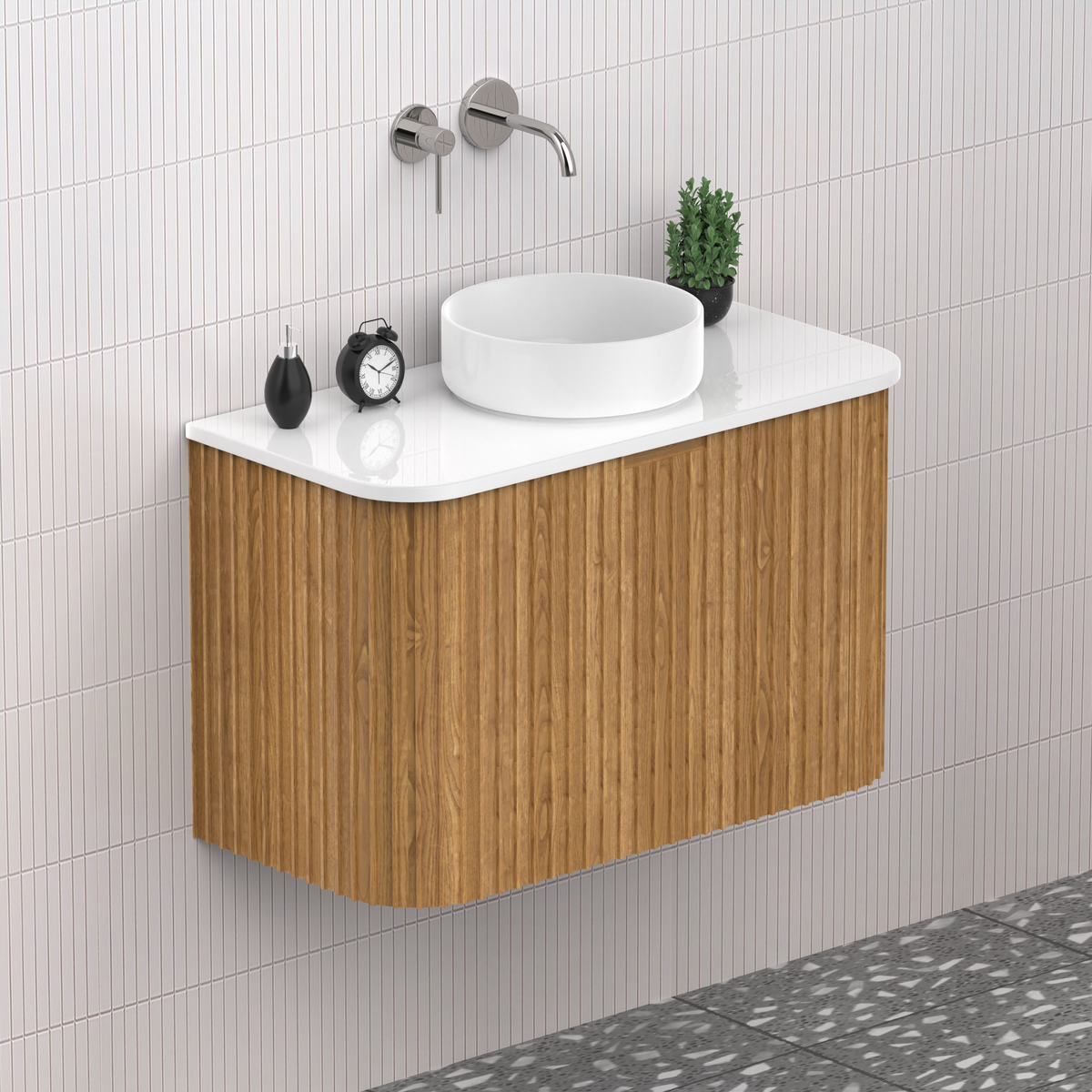 Fluted Timber Oak Designer Vanity Unit 750mm WH2216S_750_OAK