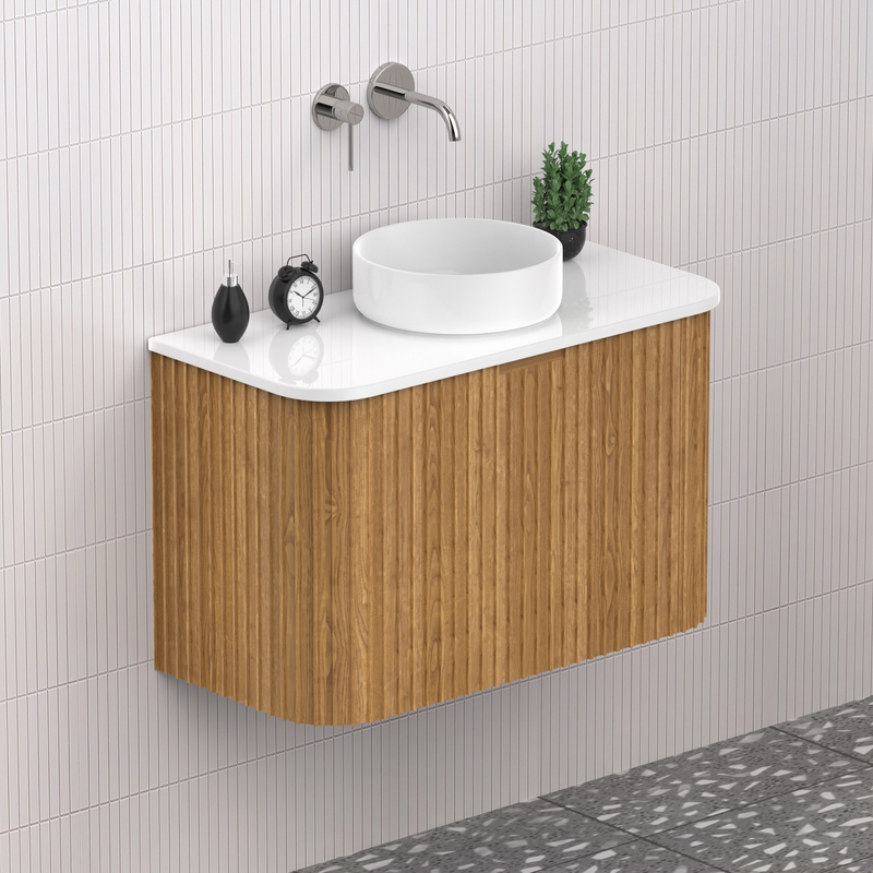 Fluted Timber Oak Designer Vanity Unit 750mm