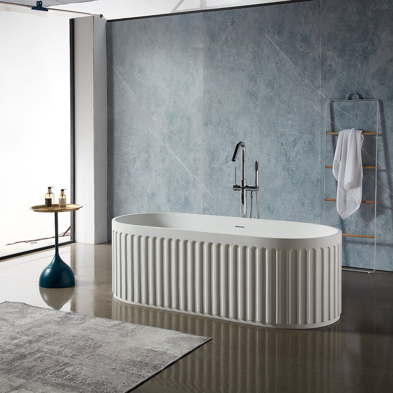 Solid Surface Cast Stone Freestanding Bath 1045 Matt White