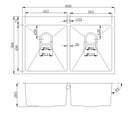 Handmade Stainless Steel Kitchen Sink Double Bowls with Tap Hole (80cm x 50cm) - HMDB8050THR