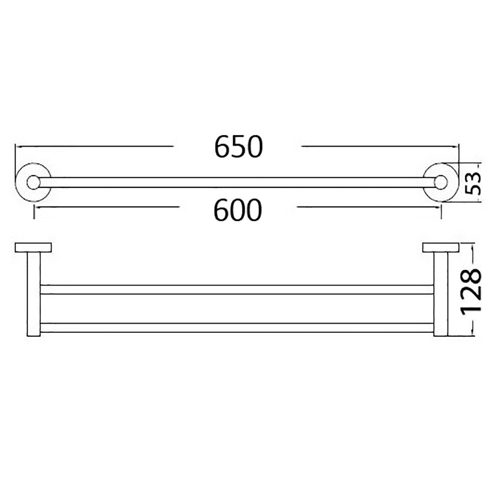Otus Double Towel Rail 600mm Brushed Nickel 8111-600-BN - Bathroom Hub
