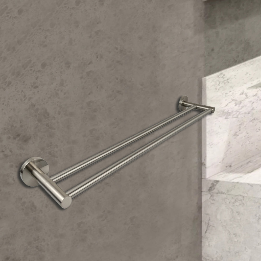 Otus Double Towel Rail 600mm Brushed Nickel 8111-600-BN - Bathroom Hub