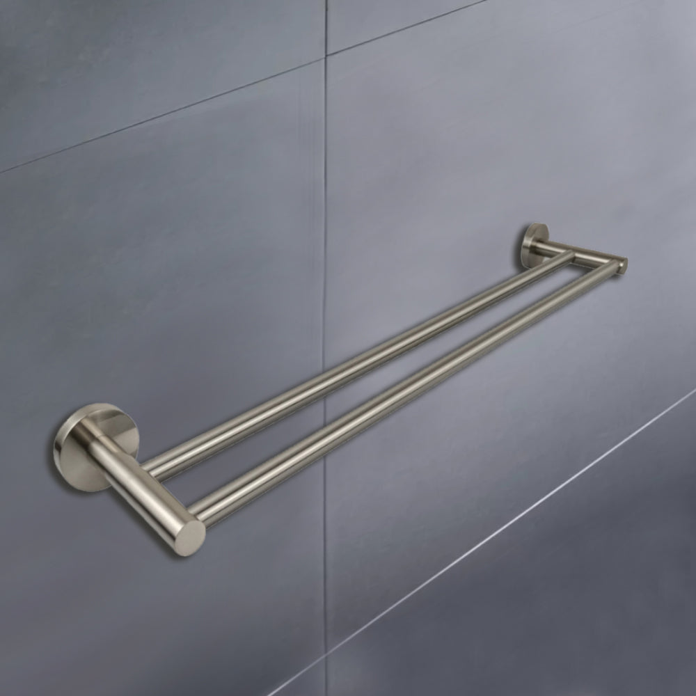 Otus Double Towel Rail 600mm Brushed Nickel 8111-600-BN - Bathroom Hub