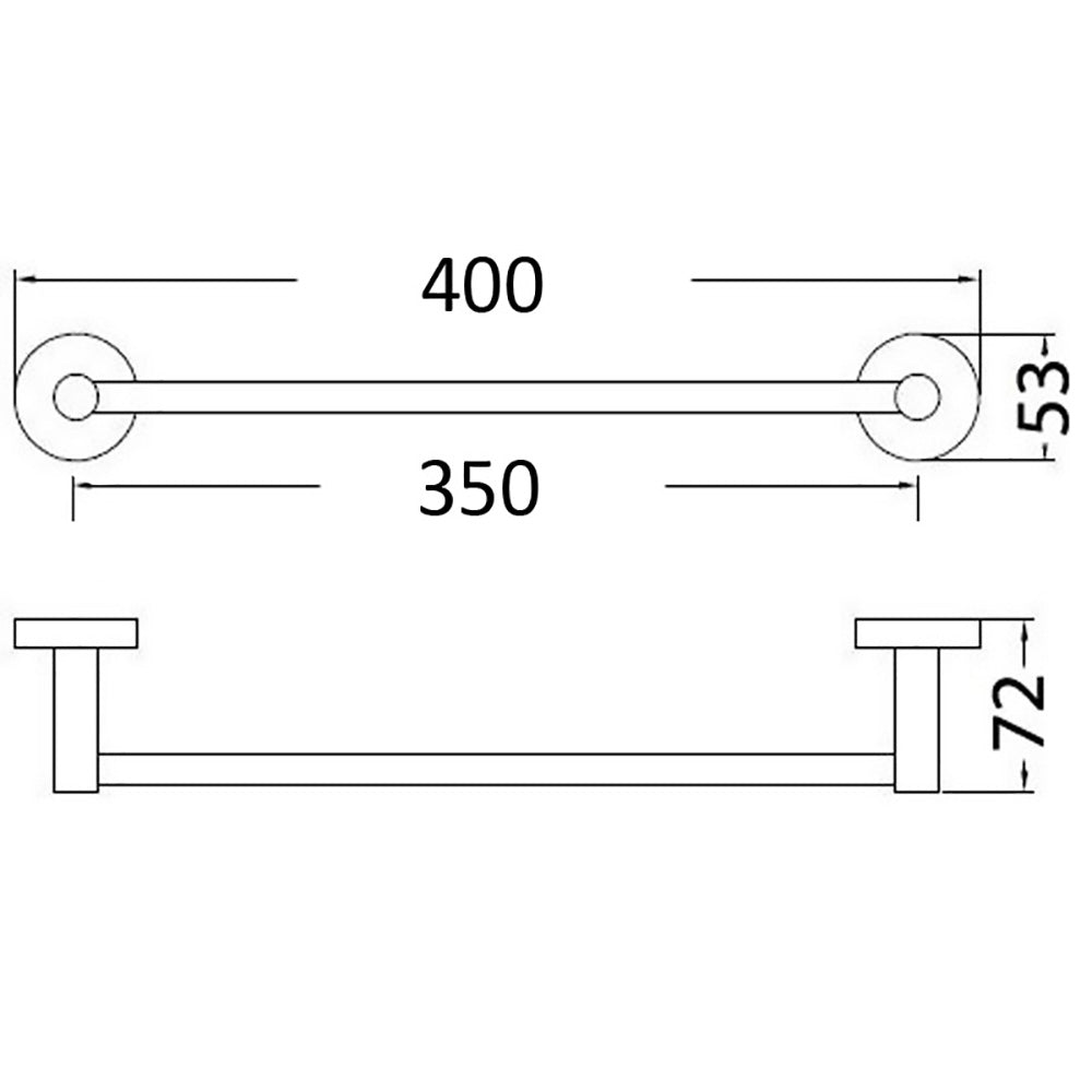 Otus Single Towel Rail 350mm Matt Black 8112-350-B - Bathroom Hub