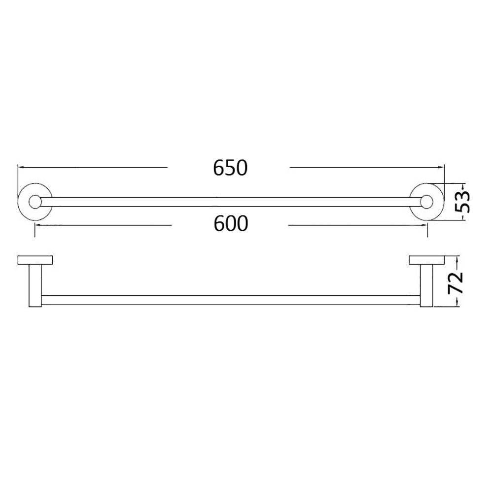 Otus Single Towel Rail 600mm Brushed Gold 8112-600-BG - Bathroom Hub