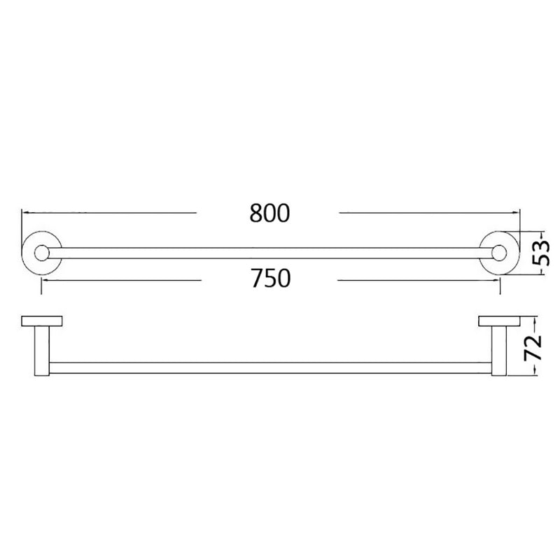 Otus Single Towel Rail 750mm Brushed Gold 8112-75-BG