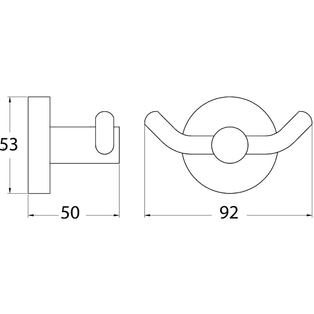 Otus Double Robe Hook Matte Black- 8125-B - Bathroom Hub
