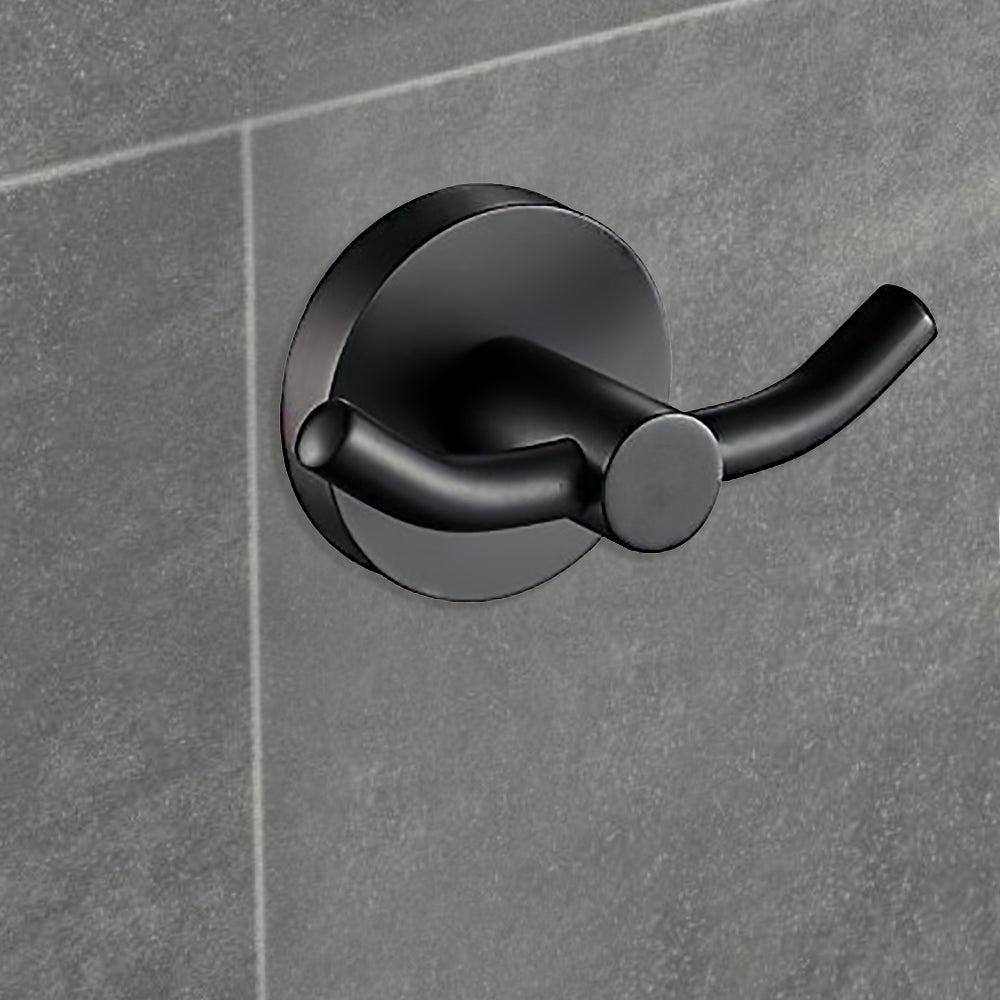 Otus Double Robe Hook Matte Black- 8125-B - Bathroom Hub