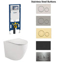 Geberit Sigma 8 Wall Hung Rimless Tornado Toilet Suite With Stainless Steel Colour Button
