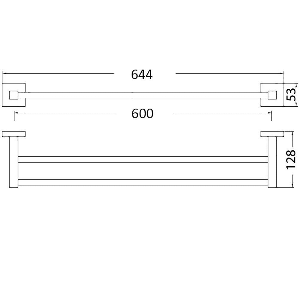 Sara Double Towel Rail 600mm Chrome 8911-600mm