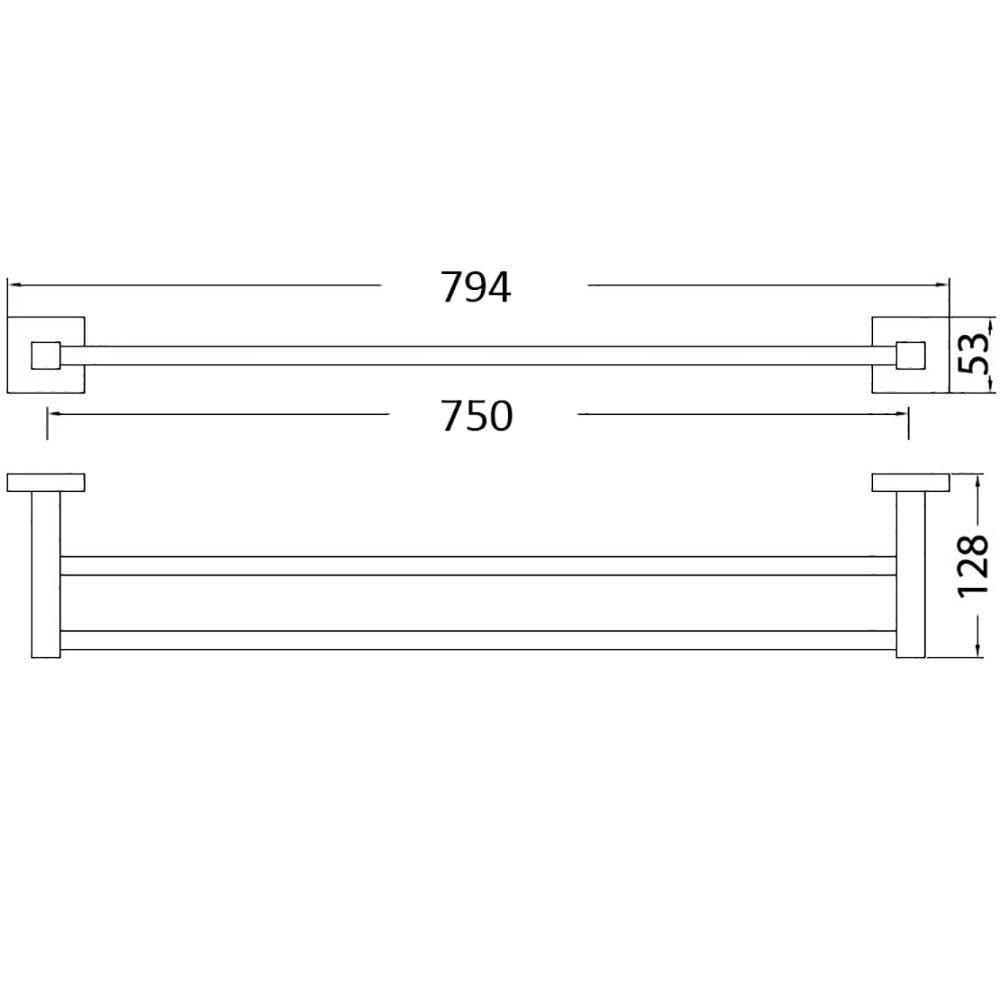 Sara Double Towel Rail 750mm Chrome 8911-750mm - Bathroom Hub