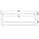 Sara Double Towel Rail 750mm Chrome 8911-750mm