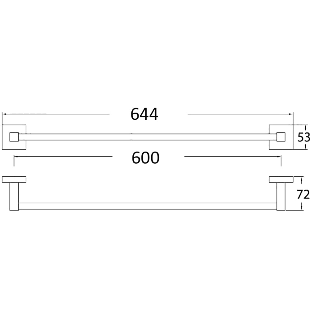 Sara Single Towel Rail 600mm Chrome 8912-600mm - Bathroom Hub