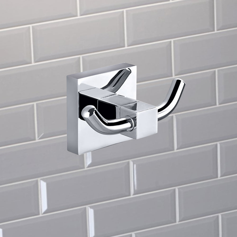 Sara Double Robe Hook Chrome 8915 - Bathroom Hub