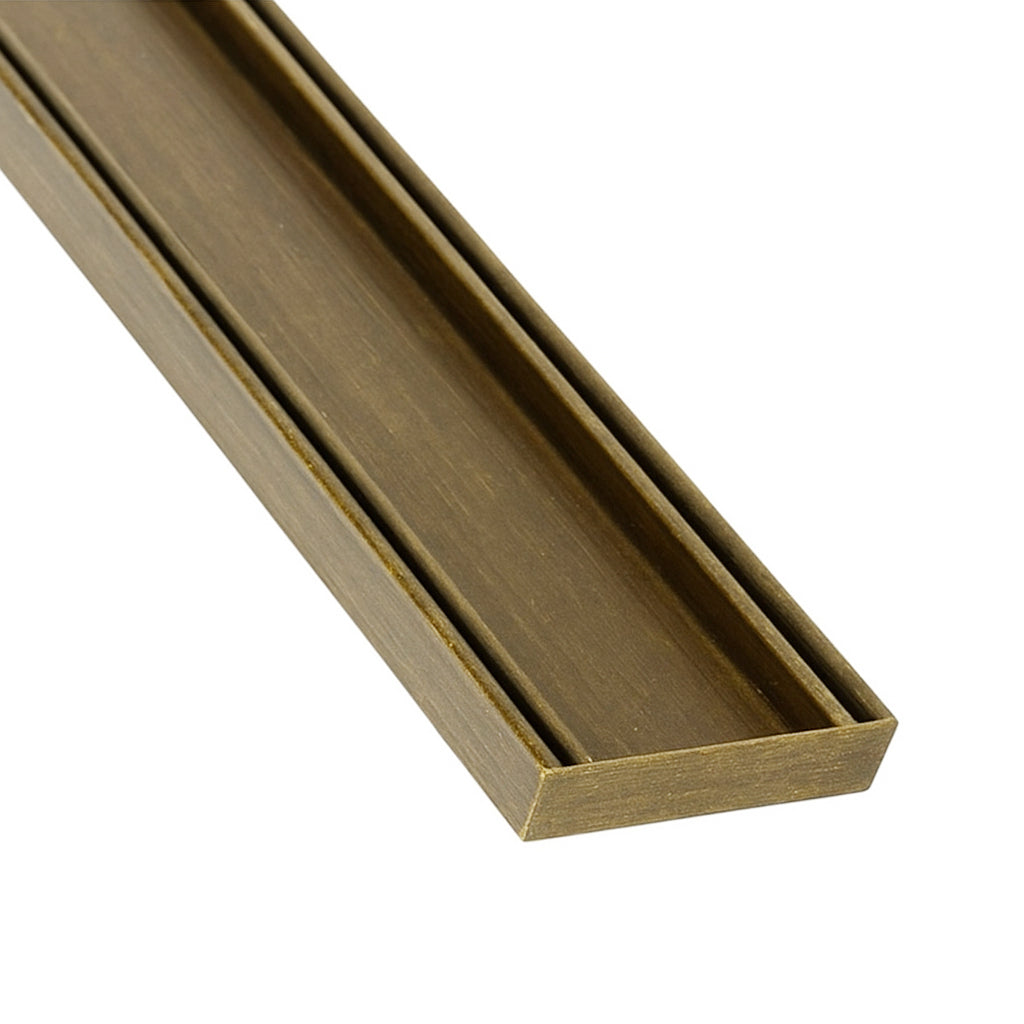 Aluminium Slimline Tile Insert Shower Drain Antique Brass 300-3000x100x21mm - Bathroom Hub