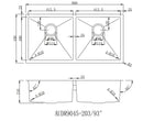 Handmade Stainless Steel Kitchen Sink Double Bowls (90cm x 45cm) - HMDB9045