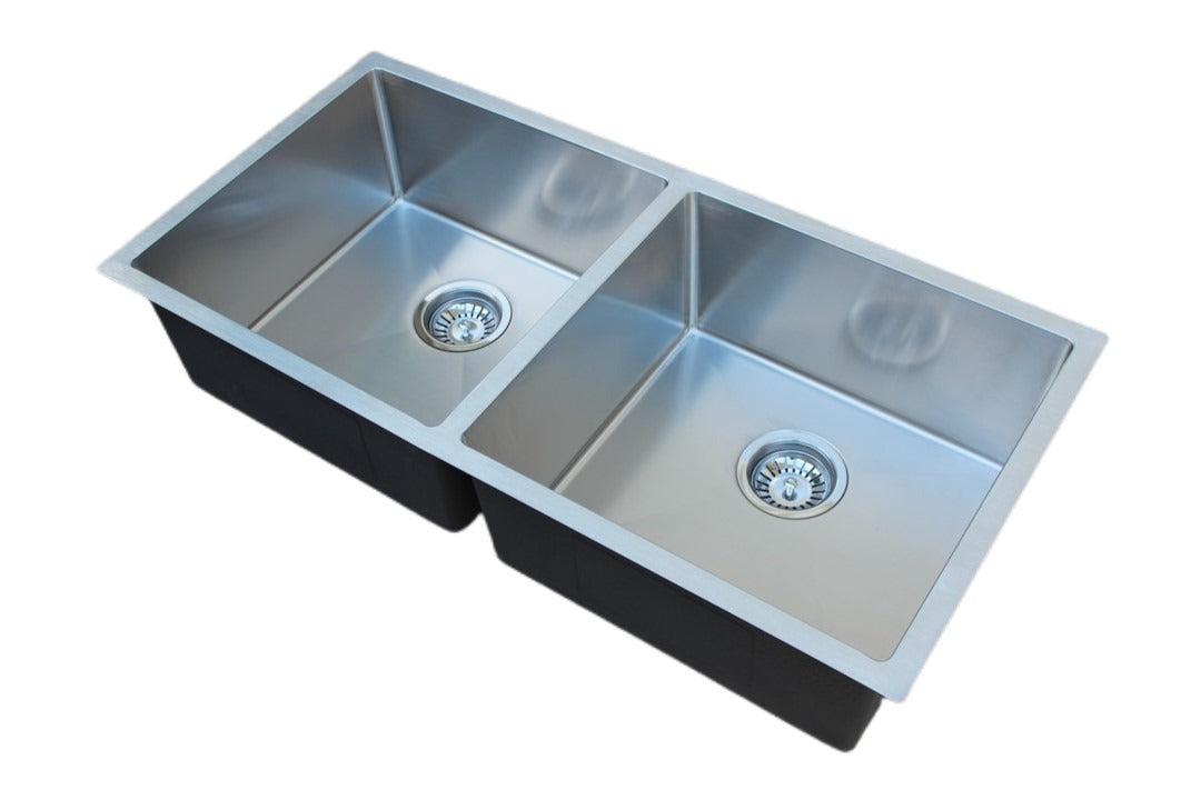 Handmade Stainless Steel Kitchen Sink Double Bowls (90cm x 45cm) - HMDB9045 - Bathroom Hub